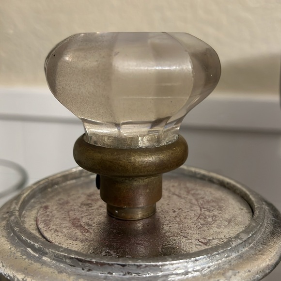 Antique Salvage Octagonal Crystal Glass Door Knob with Brass Base - Picture 2 of 9